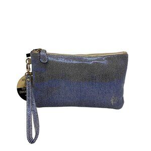 Handbag Butler Blue 2 Tone Snake Faux Leather Charger Wristlet